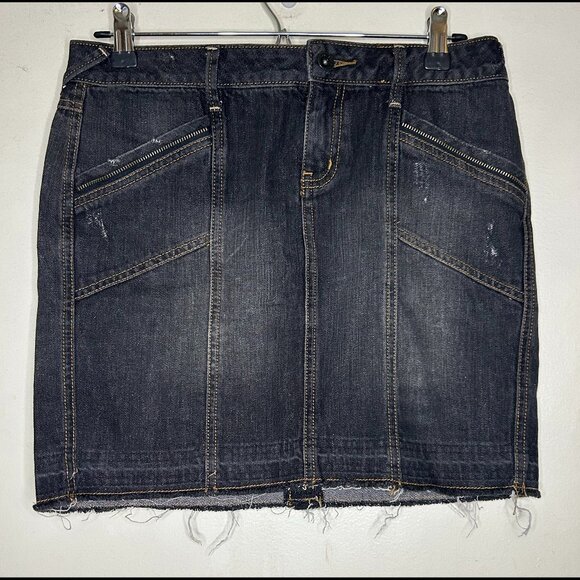CONVERSE ONE STAR Distressed Denim Jeans Skirt SIZE 2 - Picture 1 of 6